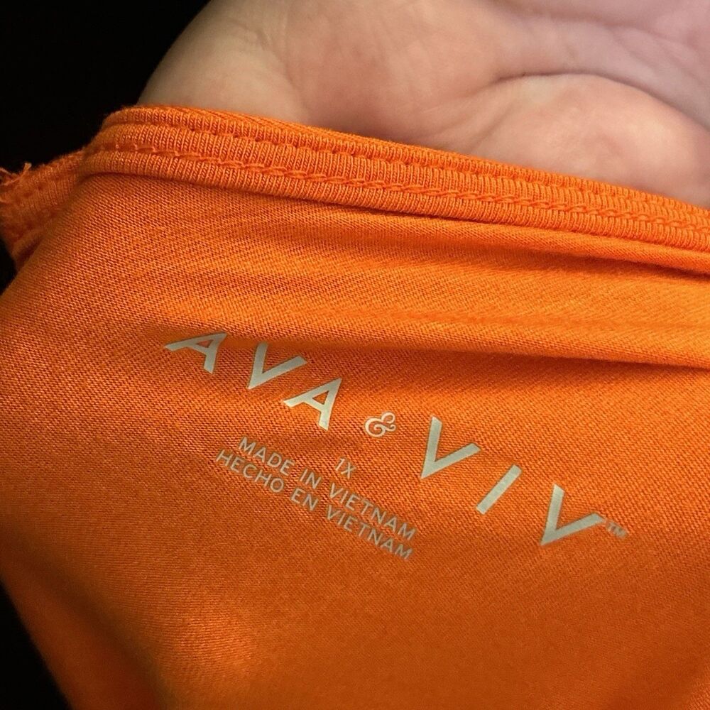 Ava & Viv Plus Size 1X Orange V Neck Dolman Short Sleeve Dress NWT - Picture 3 of 16
